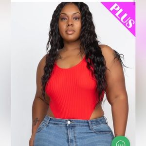 Capella High Ribbed Cut Legs Sleeveless Bodysuit